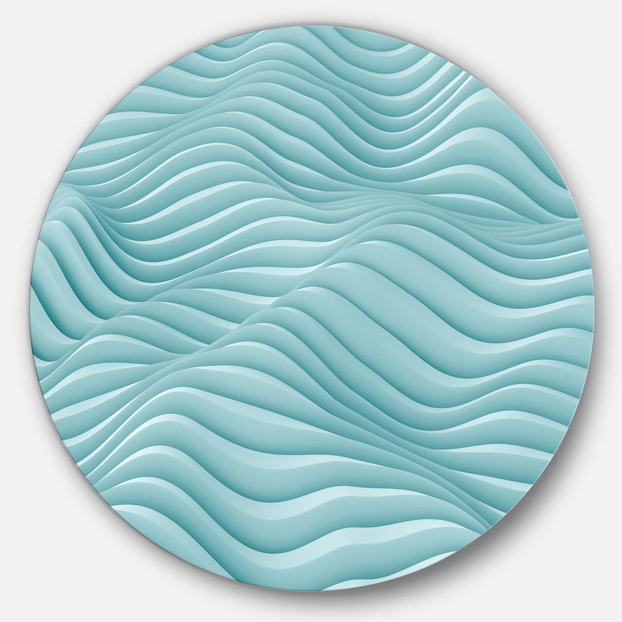 Designart - Fractal Rippled Blue 3D Waves&#x27; Abstract Circle Metal Wall Art